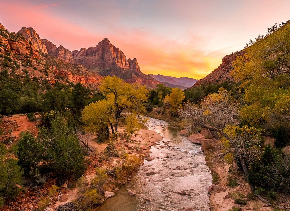 Murray, UT - Zion National Park, Utah With Beautiful Sunset